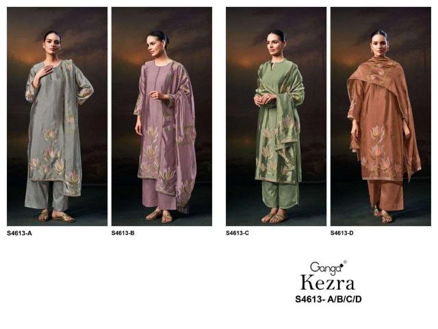 Ganga kezra 4613 wholesale heavy unstitched dress material